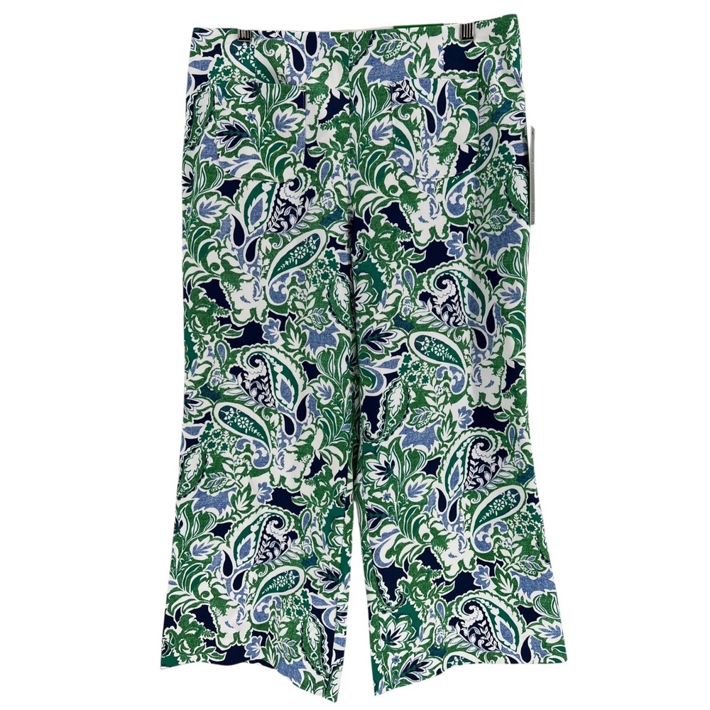 Investments Wide Leg Crop Pants Women 10 Green Paisley Park Ave Fit Support